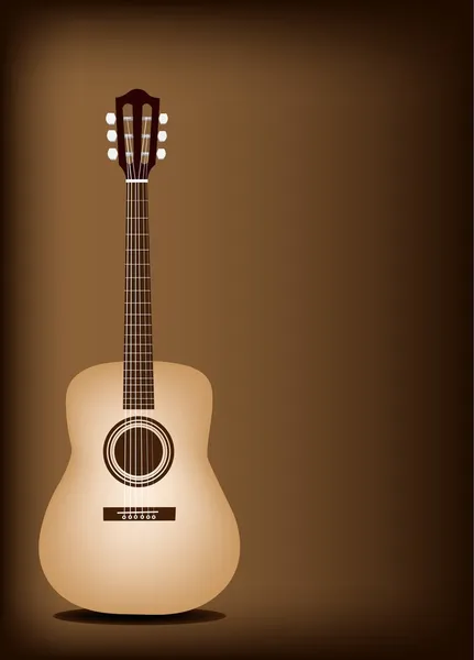 Beautiful Classical Guitar on Dark Brown Background — Stock Vector