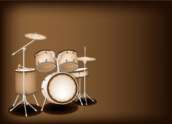 Koyu kahverengi zemin üzerine bir güzel drum kit — Stok Vektör