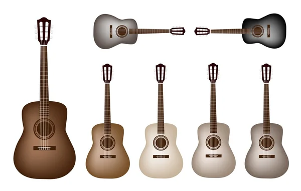 Guitarras clásicas Vintage hermosas sobre fondo blanco — Vector de stock