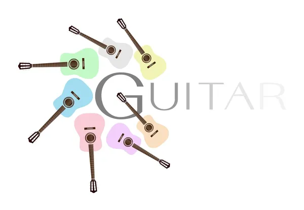 Conjunto de guitarras clássicas coloridas em fundo branco — Vetor de Stock