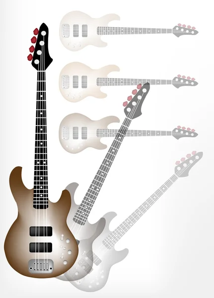 Guitarra elétrica marrom bonita com fundo de sombra de guitarra — Vetor de Stock