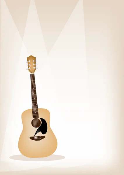 A Beautiful Guitar on Brown Stage Background — Stock Vector