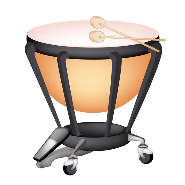 A Beautiful Classical Timpani on White Background — Stock Vector