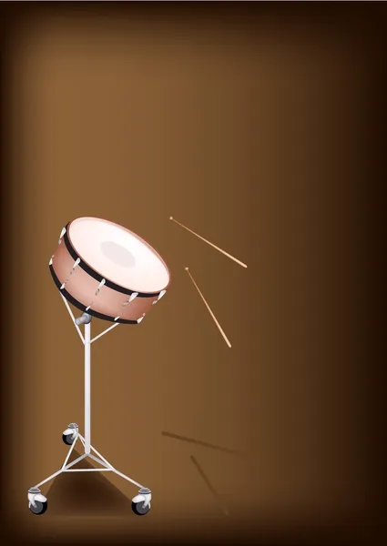 Una bella rullante tamburo su sfondo marrone scuro — Vettoriale Stock