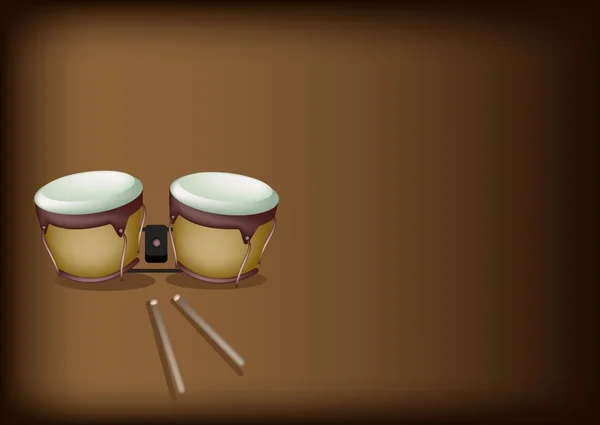 Όμορφη bongo τύμπανο σε σκούρο καφέ φόντο — Διανυσματικό Αρχείο