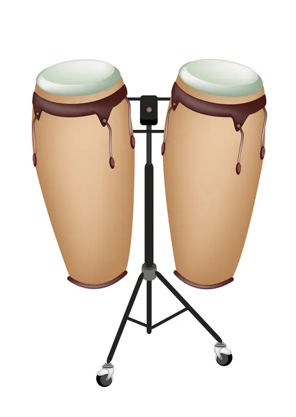 Beautiful Musical Instrument of Congas on Stand — Stock Vector