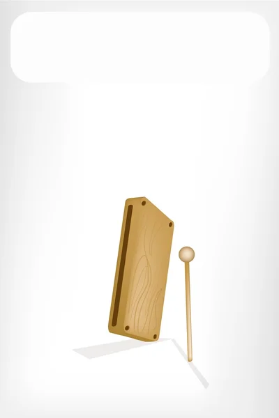Un bloque de madera musical con una pancarta blanca — Vector de stock