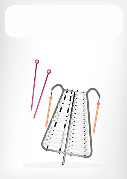 Una campana musicale Lyra con uno striscione bianco — Vettoriale Stock