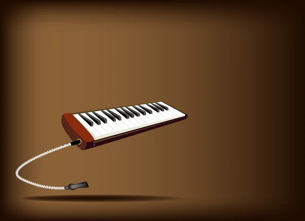 Un melodica musicale su sfondo marrone scuro — Vettoriale Stock