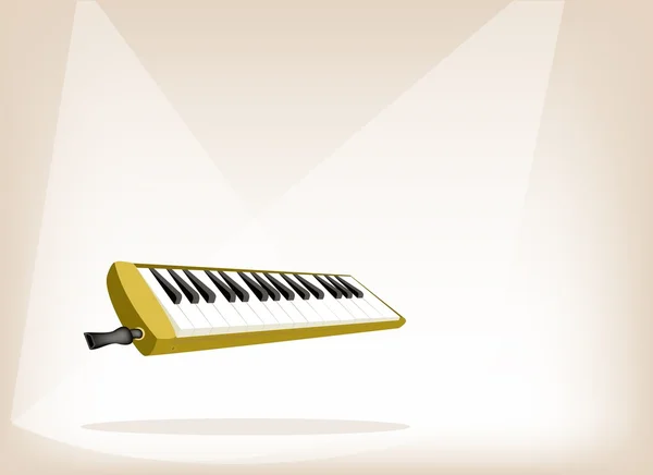 A Musical Melodica on Brown Stage Background — Stock Vector