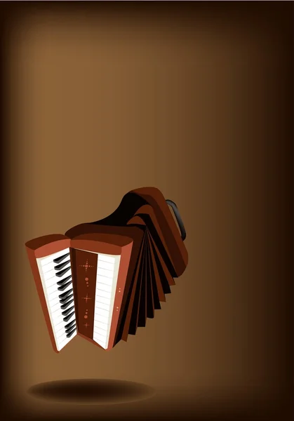 Un acordeón retro sobre fondo marrón oscuro — Vector de stock