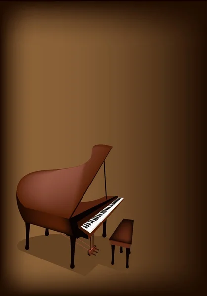 A Retro Grand Piano on Dark Brown Background — Stock Vector
