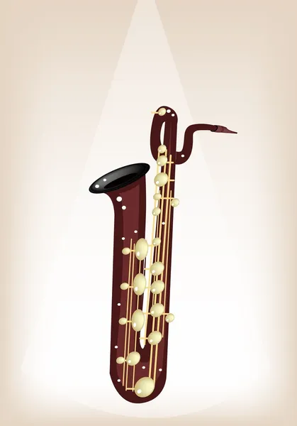 A Musical Baritone Saxophone on Brown Stage Background — Stock Vector