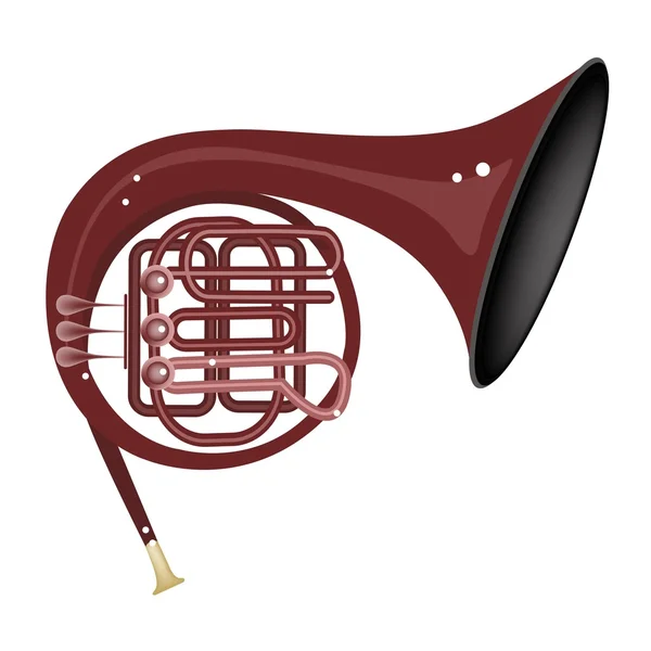 A Musical French Horn Isolated on White Background — Stock Vector