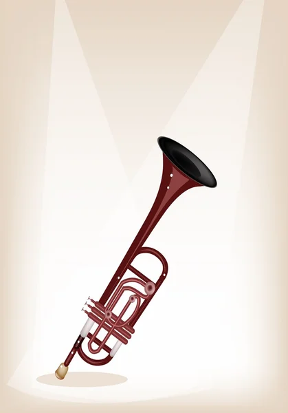 Een muzikale trompet op bruine fase achtergrond — Stockvector