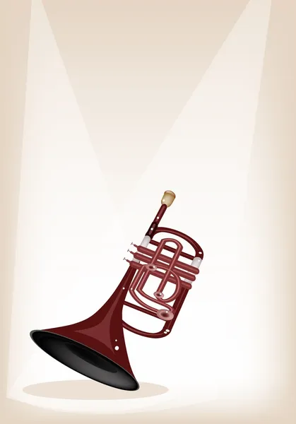 Uma corneta musical no fundo do palco marrom — Vetor de Stock