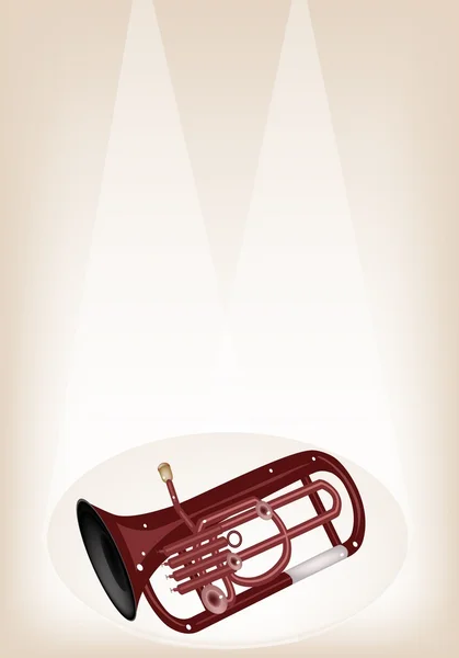 A Musical Euphonium on Brown Stage Background — Stock Vector