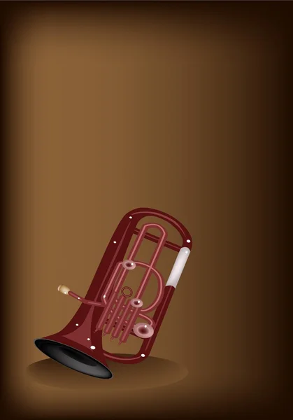 A Musical Euphonium on Dark Brown Background — Stock Vector