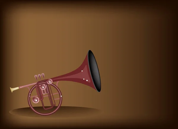 A Musical Straight Mellophone on Dark Brown Background — Stock Vector