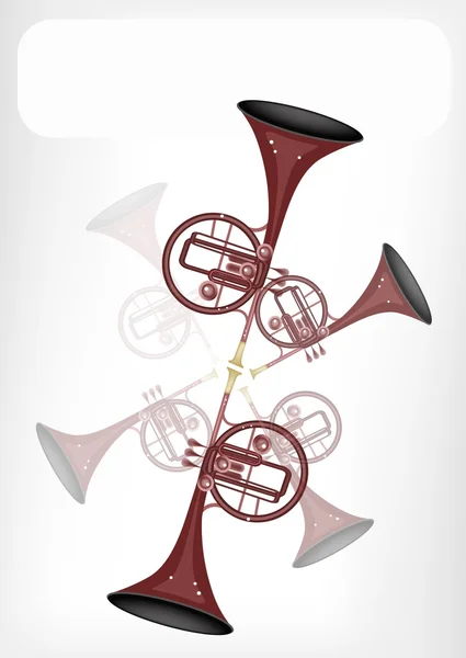 Um melofone em linha reta musical com uma bandeira branca — Vetor de Stock