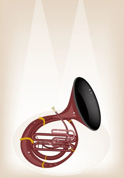 A Musical Sousaphone on Brown Stage Background — Stock Vector