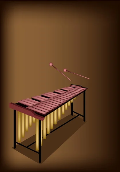 A Retro Marimba on Dark Brown Background — Stock Vector