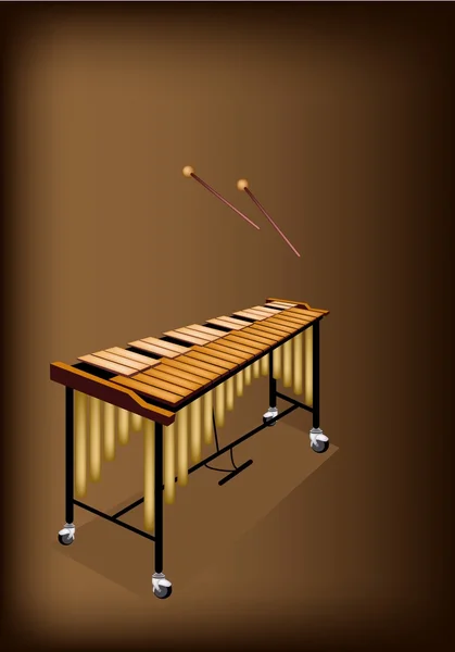 Un Vibraphone rétro sur fond brun foncé — Image vectorielle