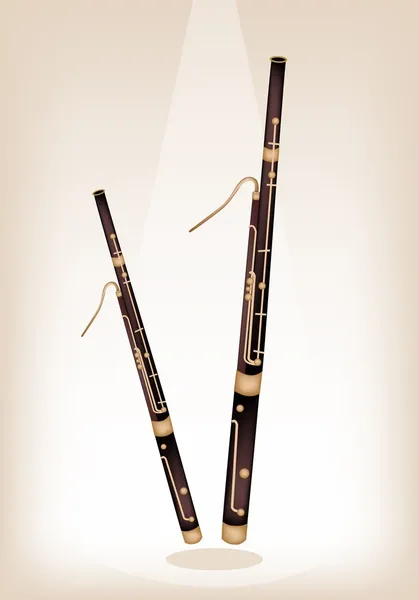 古典的巴松管上棕色的舞台背景 — 图库矢量图片