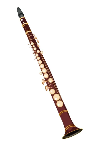 Un clarinete musical aislado sobre fondo blanco — Vector de stock