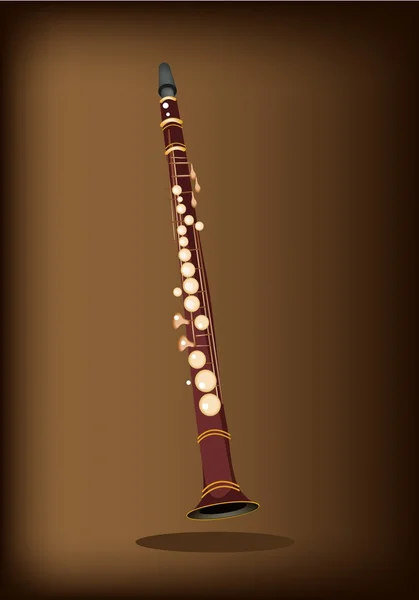 A Musical Clarinet on Dark Brown Background — Stock Vector