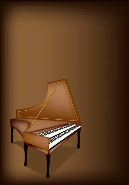 A Retro Harpsichord on Dark Brown Background — Stock Vector