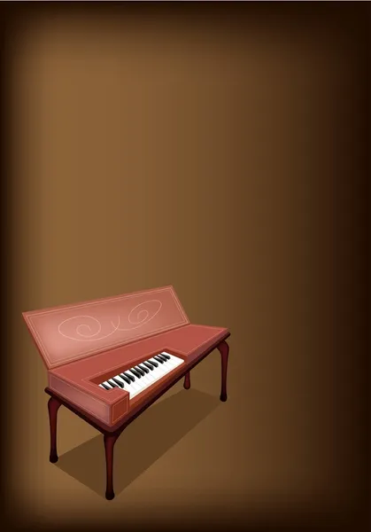 A Retro Clavichord on Dark Brown Background — Stock Vector