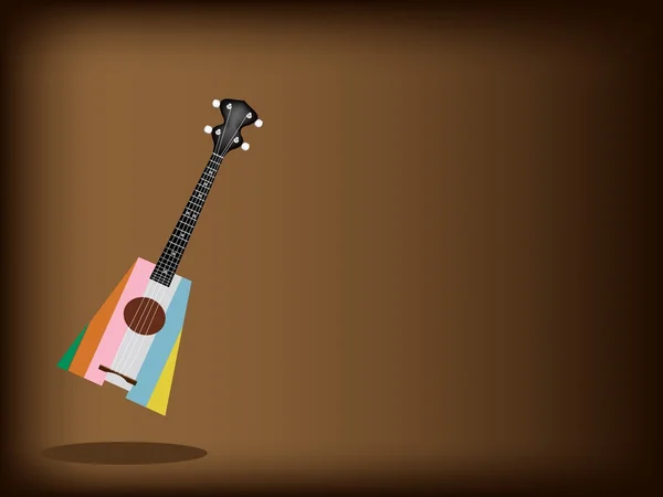 Eine wunderschöne Ukulele-Gitarre auf dunkelbraunem Hintergrund — Stockvektor