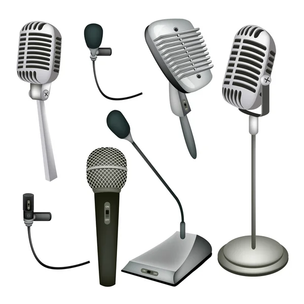 Комплект микрофона на белом фоне — стоковый вектор