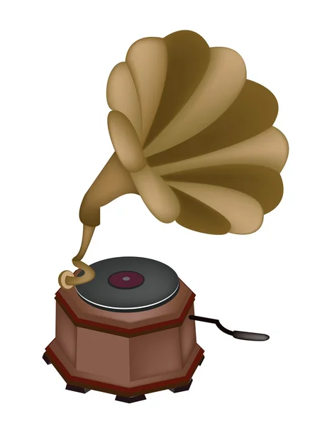 A Beautiful Vintage Gramophone on White Background — Stock Vector