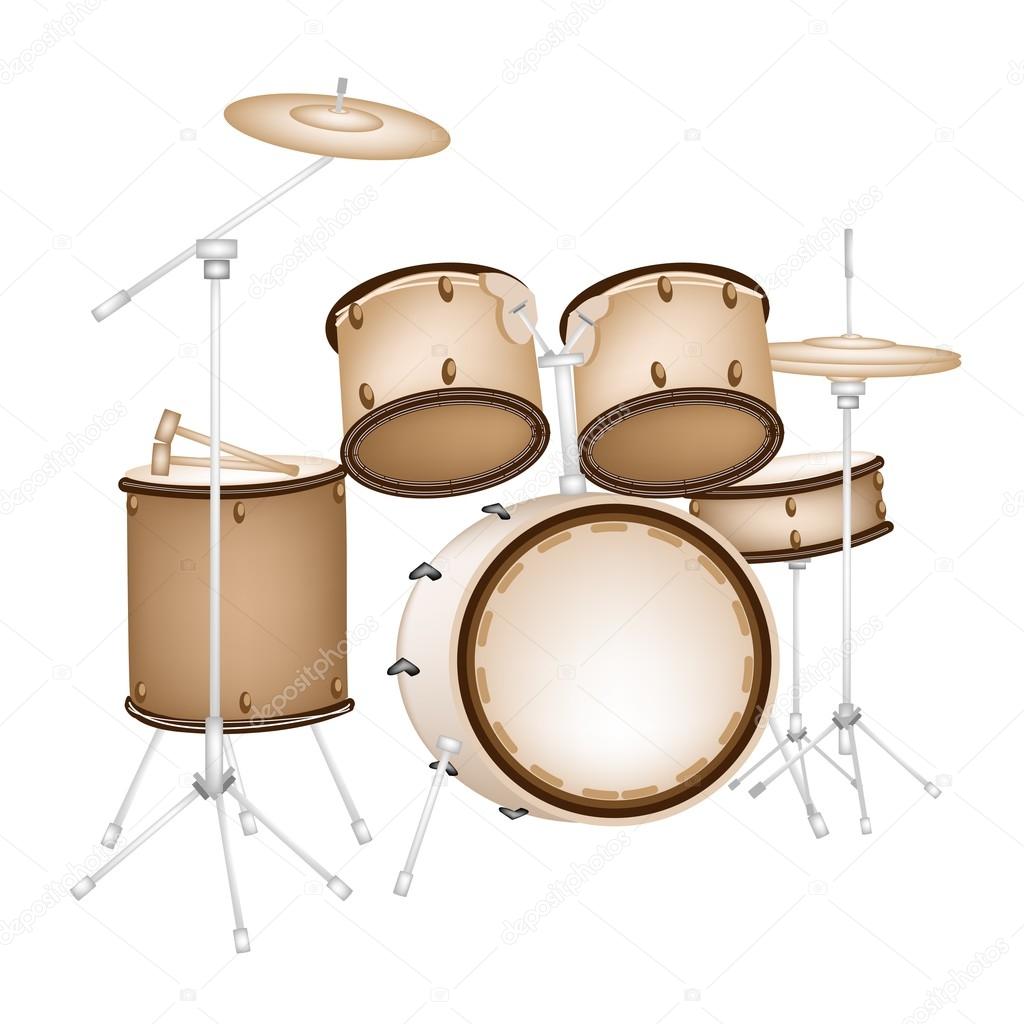 A Beautiful Drum Kit on White Background