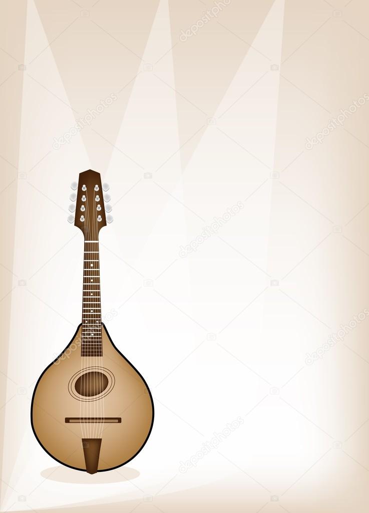 A Beautiful Antique Mandolin on Brown Stage Background