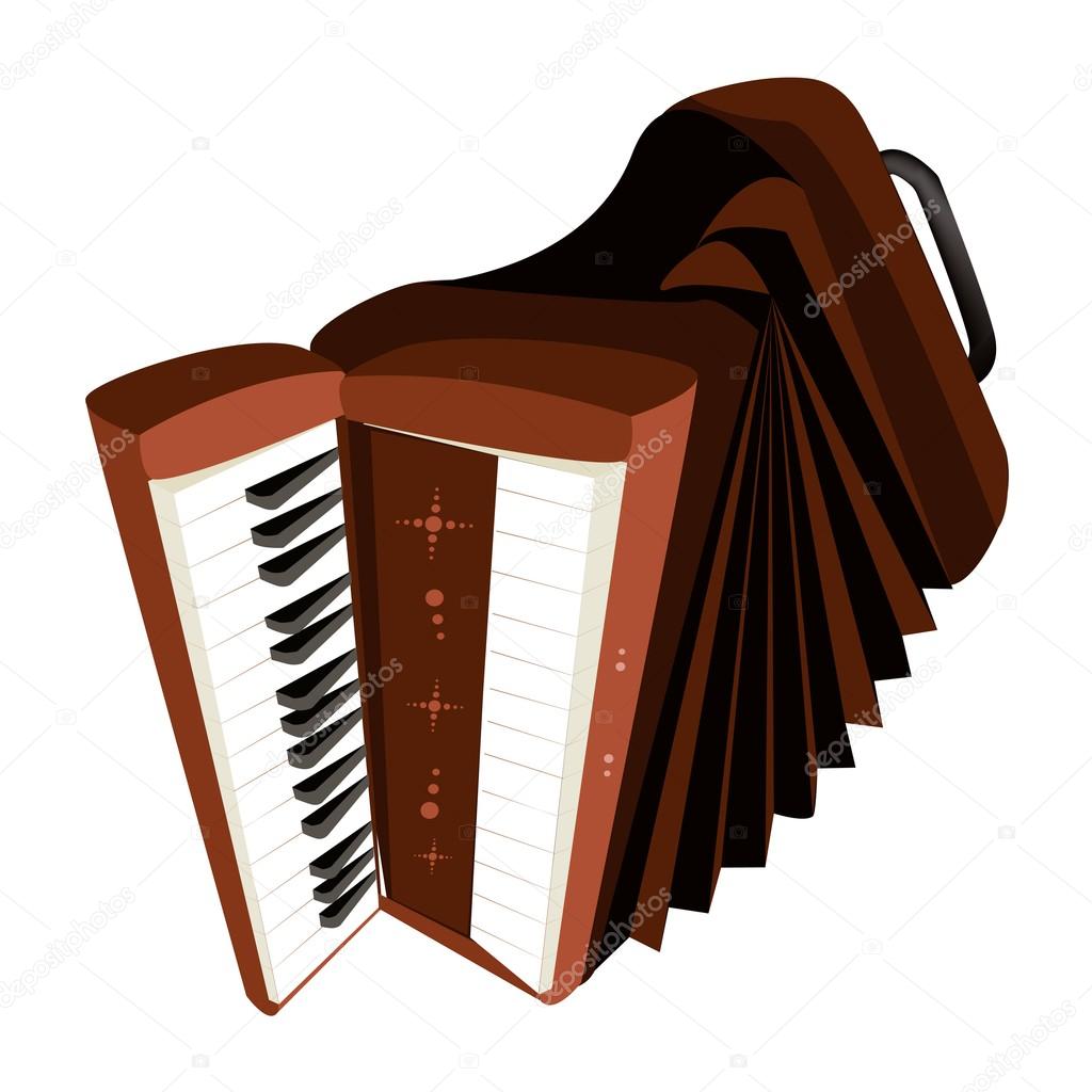 A Retro Accordion Isolated on White Background