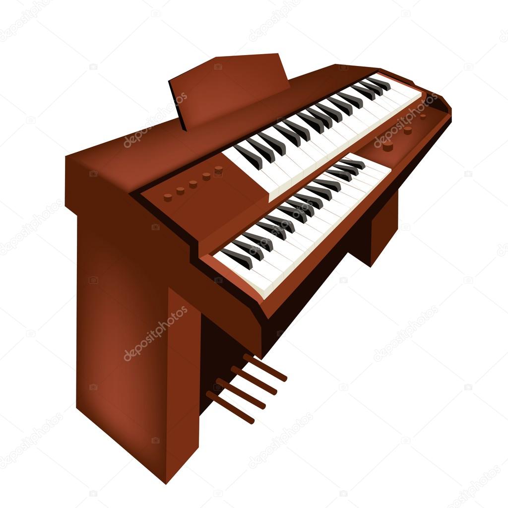 A Retro Pipe Organ Isolated on White Background