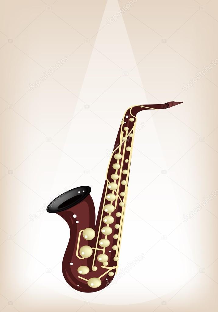 A Musical Alto Saxophone on Brown Stage Background