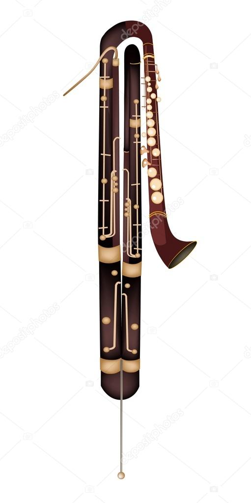 A Classical Contrabassoon Isolated on White Background