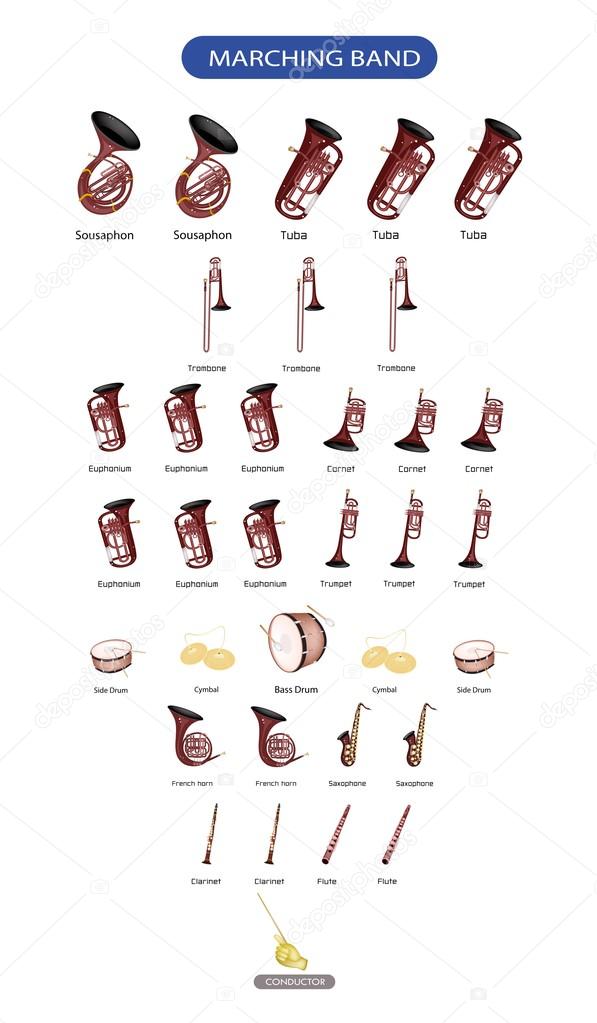 Set of Musical Instrument for Marching Band