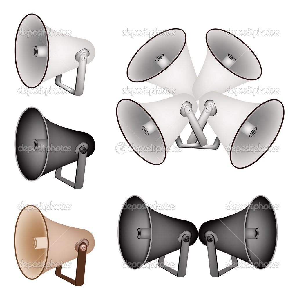 A Set of Megaphone on White Background