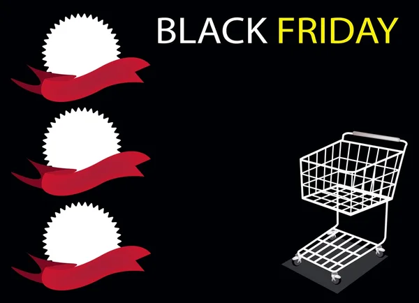 A Shopping Cart and Banner on Black Friday Background - Stok Vektor