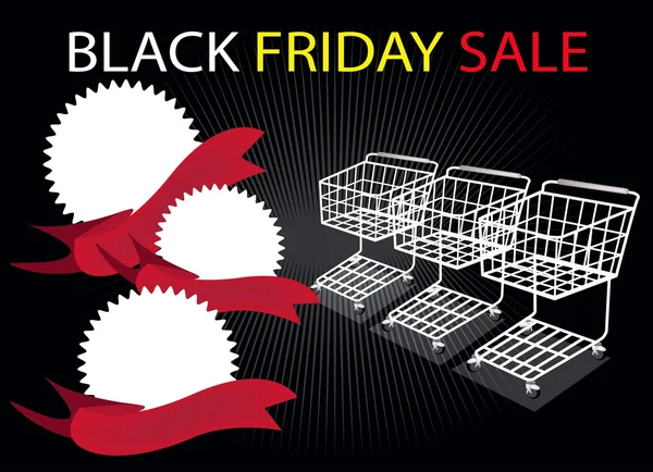 Shopping Carts and Banners on Black Friday Background — Stock Vector