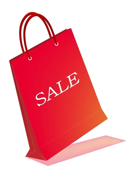 Red Paper Shopping Bag with Sale Text — Stock Vector