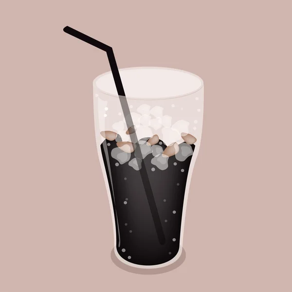 아이스 커피 또는 갈색 바탕에 콜라 음료 — 스톡 벡터