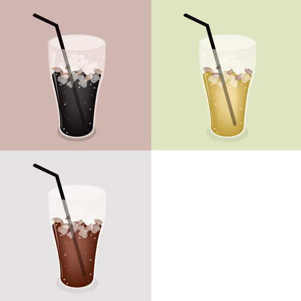 Three Kind of Iced Coffee with Copy Space — Stock Vector