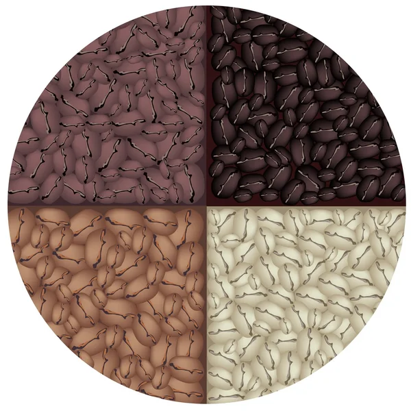 동그라미 배경에서 볶은 커피의 4 가지 색상 — 스톡 벡터