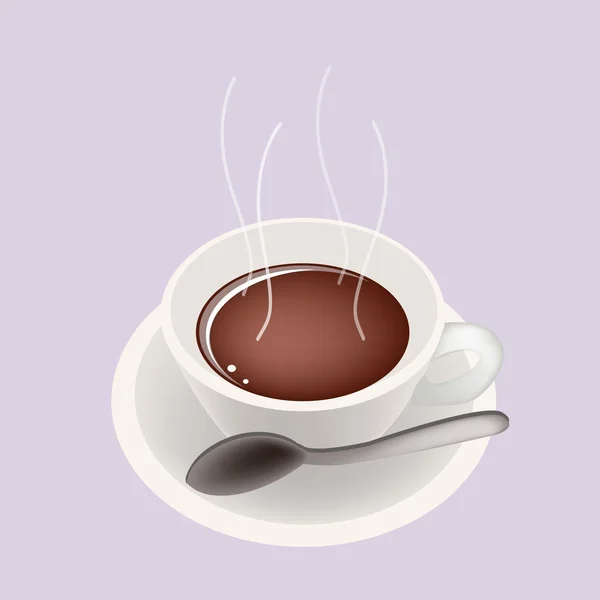 Un café caliente para fumar sobre fondo púrpura — Archivo Imágenes Vectoriales